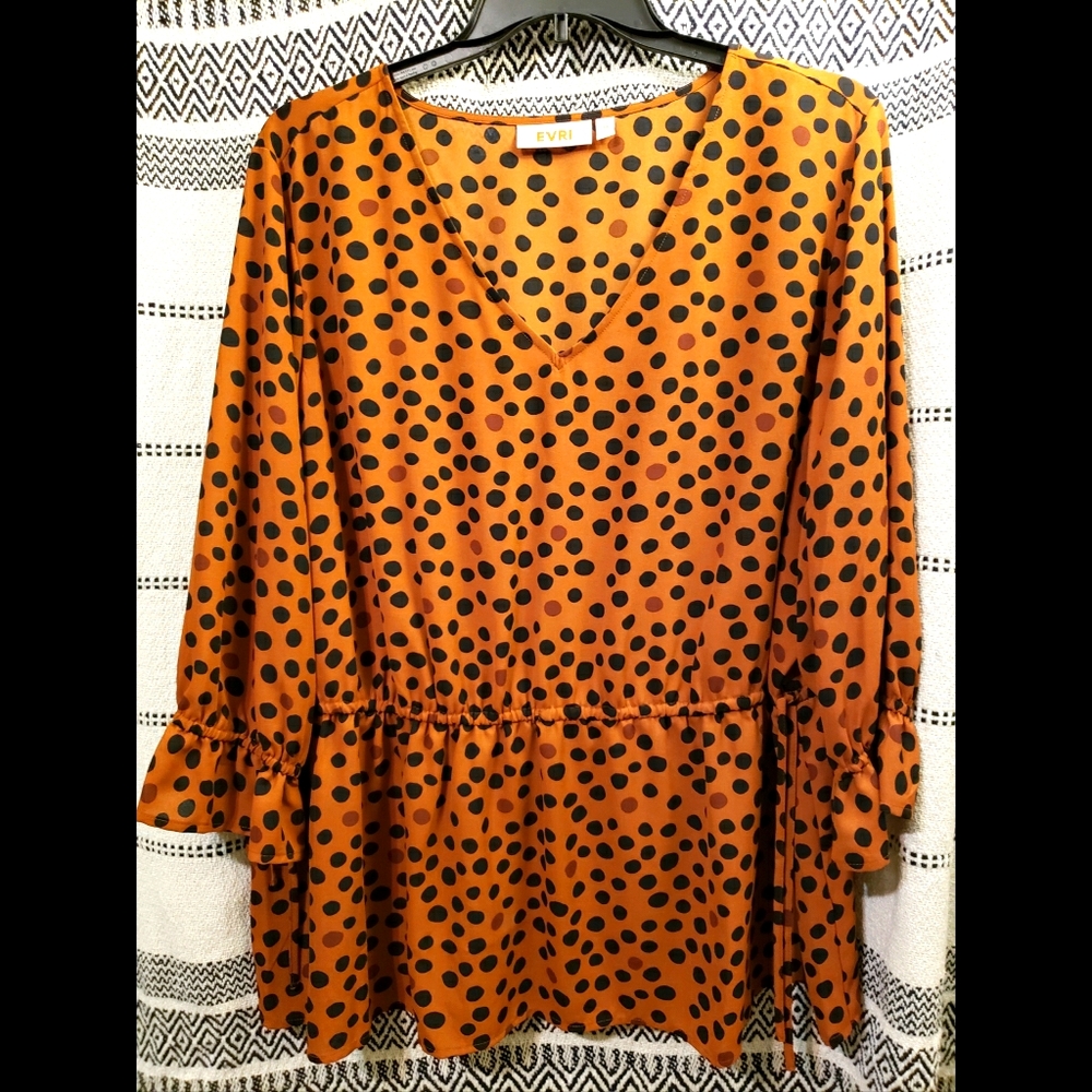 EVRI Polkadot cinch waist Blouse